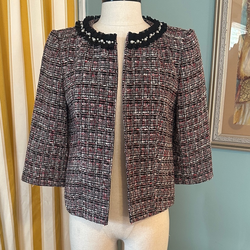 Elegant Black and White Tweed Blazer